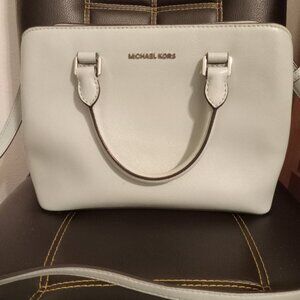 Michael Kors Savannah Saffiano Leather Satchel Bag Blue Medium